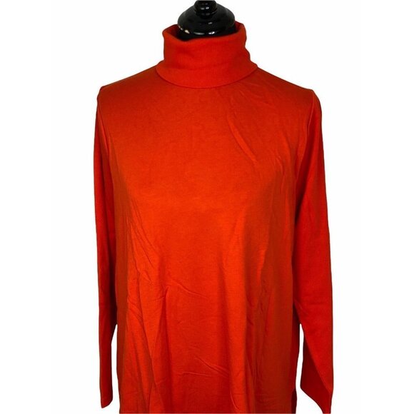 Lands End Womens Orange Turtleneck Long Sleeves Pullover Sweater Size 1X - Picture 2 of 8